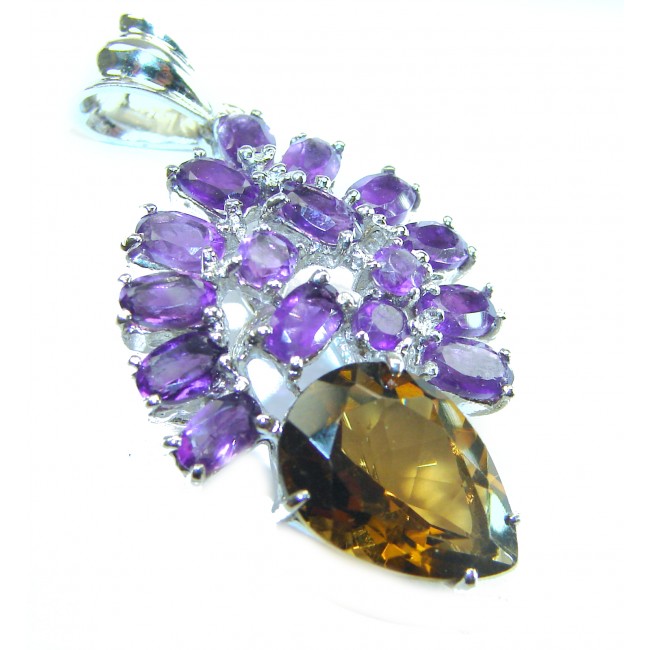 Vintage Design 12.4 CARAT Amethyst .925 Sterling Silver handcrafted Pendant