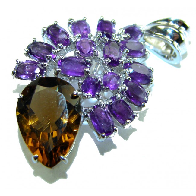 Vintage Design 12.4 CARAT Amethyst .925 Sterling Silver handcrafted Pendant