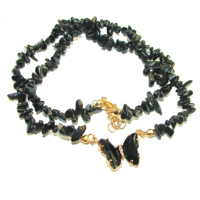Green Butterfly authentic Onyx 14k Gold over .925 Sterling Silver handcrafted necklace