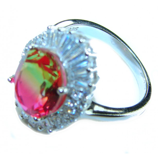 Magnificent 11.2 carat oval cut Pink Tourmaline .925 Silver handcrafted Cocktail Ring s. 7 3/4