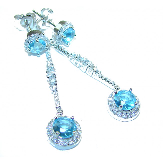 Eau Pure 4.5 carat Swiss Blue Topaz .925 Sterling Silver Handcrafted Earrings - photo 3