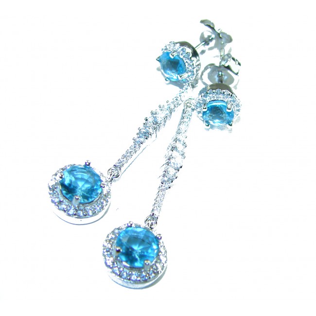 Eau Pure 4.5 carat Swiss Blue Topaz .925 Sterling Silver Handcrafted Earrings - photo 2