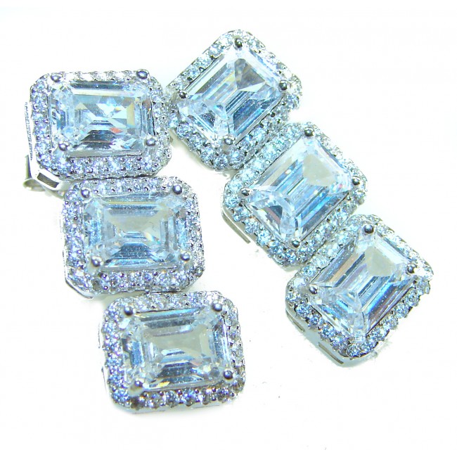 Luxurious 12.5 carat White Sapphire .925 Sterling Silver earrings - photo 3