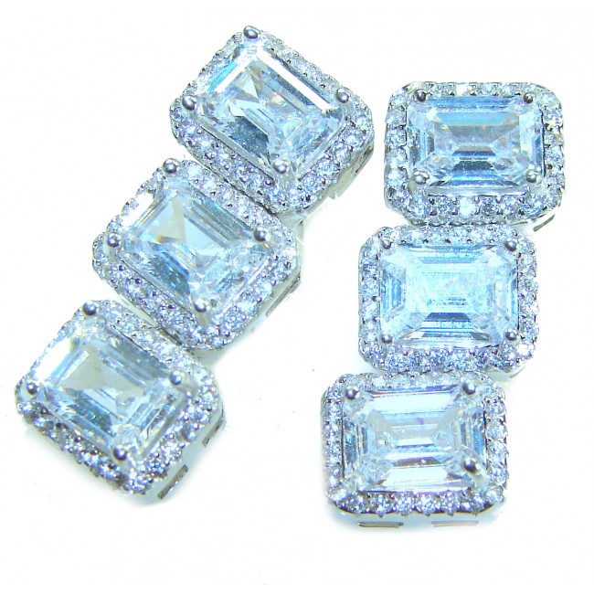 Luxurious 12.5 carat White Sapphire .925 Sterling Silver earrings - photo 2