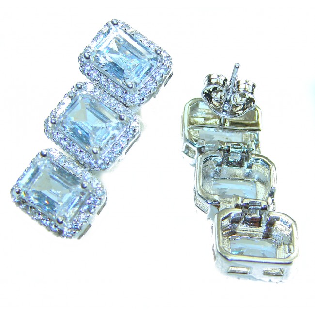 Luxurious 12.5 carat White Sapphire .925 Sterling Silver earrings - photo 1