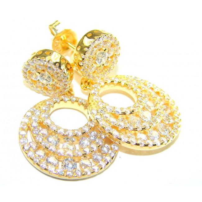 Authentic fancy cut 92.5 carat White Topaz 18K Gold over .925 Sterling Silver handcrafted earrings - photo 3