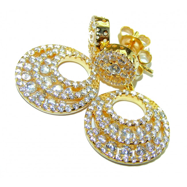 Authentic fancy cut 92.5 carat White Topaz 18K Gold over .925 Sterling Silver handcrafted earrings - photo 2