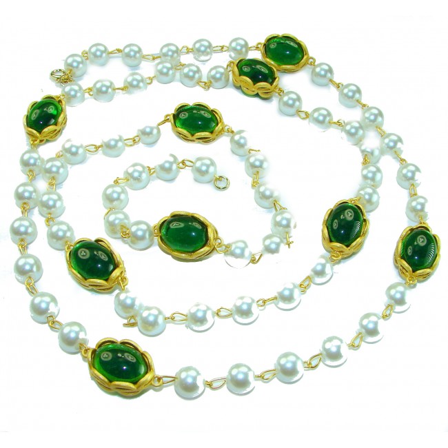 Incredible 48 inches long Freshwater Pearl 10K Gold over .925 Sterling Silver handmade Necklace - photo 2