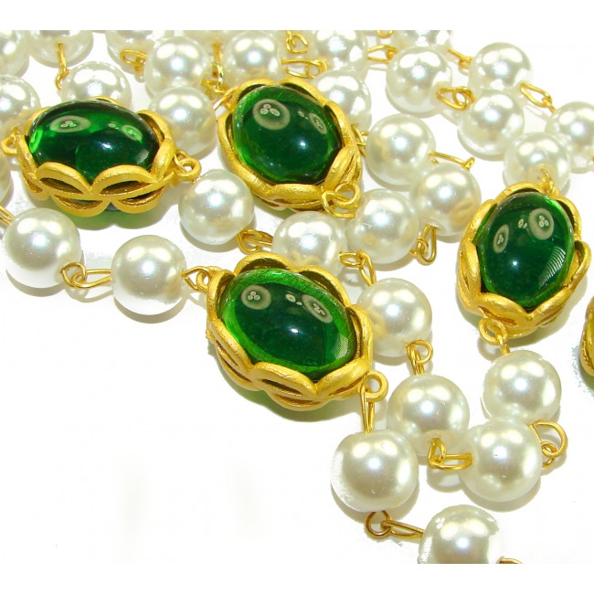 Incredible 48 inches long Freshwater Pearl 10K Gold over .925 Sterling Silver handmade Necklace - photo 1