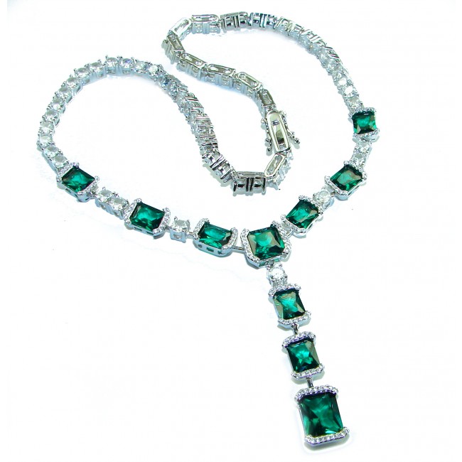Green Royalty 27.2 carat Emerald .925 Sterling Silver .925 Sterling Silver Statement Necklace