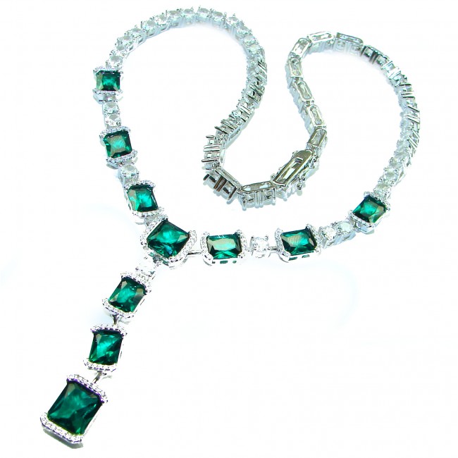 Green Royalty 27.2 carat Emerald .925 Sterling Silver .925 Sterling Silver Statement Necklace