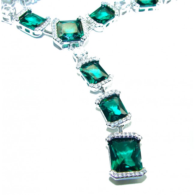 Green Royalty 27.2 carat Emerald .925 Sterling Silver .925 Sterling Silver Statement Necklace