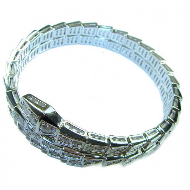 Precious Snake Genuine 55.5 carat White Topaz .925 Sterling Silver handcrafted spinal Bracelet