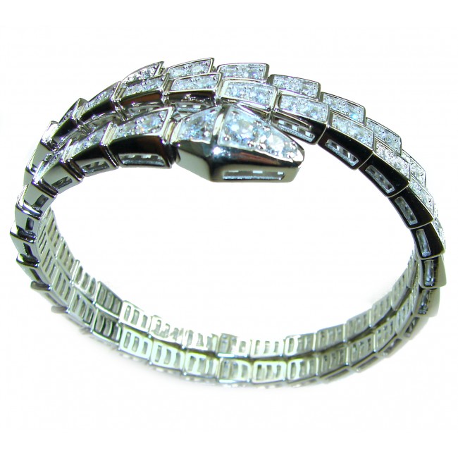 Precious Snake Genuine 55.5 carat White Topaz .925 Sterling Silver handcrafted spinal Bracelet