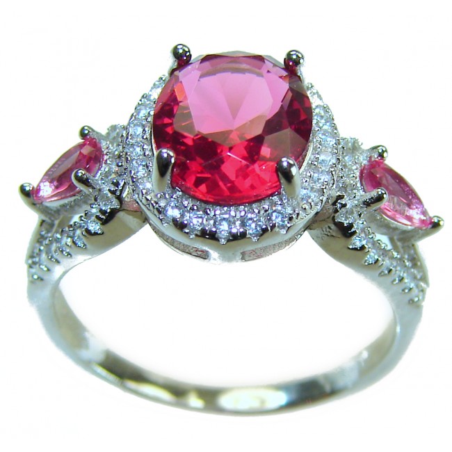 Incredible 5.5 carat Red Topaz .925 Sterling Silver Ring size 8 1/4 - photo 3