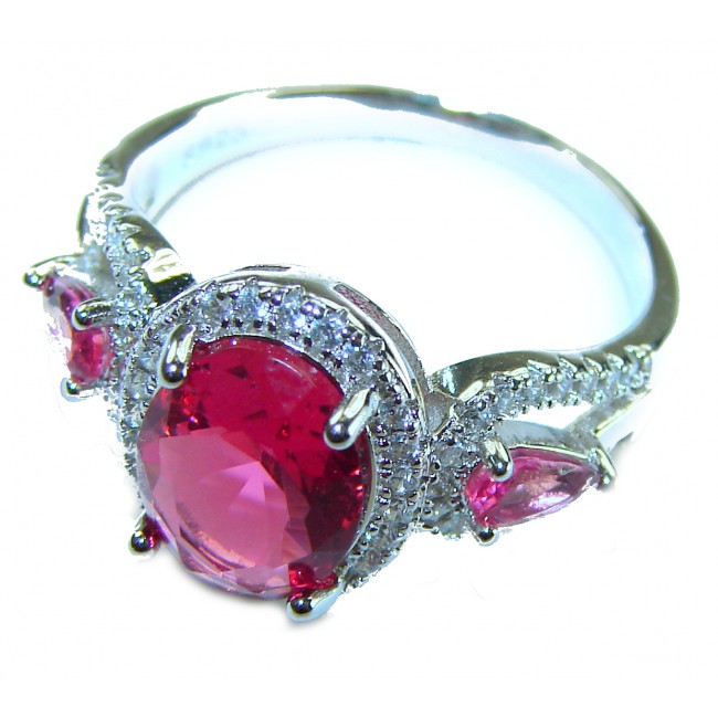 Incredible 5.5 carat Red Topaz .925 Sterling Silver Ring size 8 1/4 - photo 1