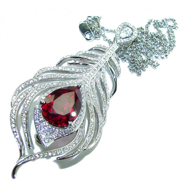 Authentic 12.5 carat faceted Australian Garnet .925 Sterling Silver handcrafted necklace pendant brooch