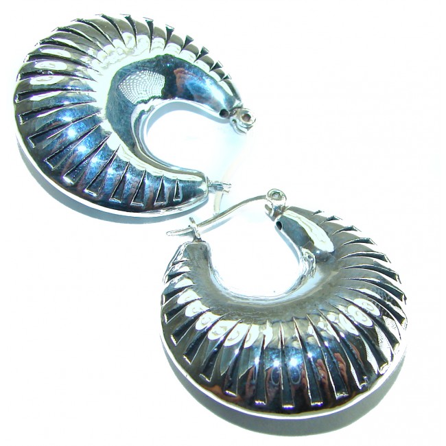 Highly Polished Fancy Modern design .925 Sterling Silver Italy made Earrings - photo 1