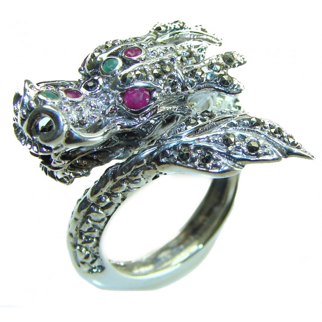 Reclaim your Power 12.5 grams Authentic Marcasite .925 Sterling Silver Handcrafted Large Ring size 8