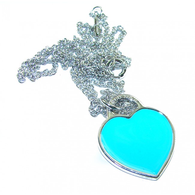 Angel's Heart inlay Turquoise .925 Sterling Silver handcrafted necklace