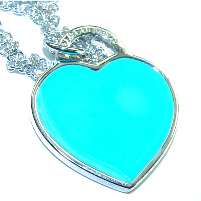 Angel's Heart inlay Turquoise .925 Sterling Silver handcrafted necklace