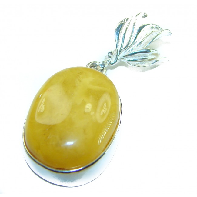 Prehistoric Authentic Buttescotch Baltic Amber 14K Gold over .925 Sterling Silver beautifully handcrafted Pendant