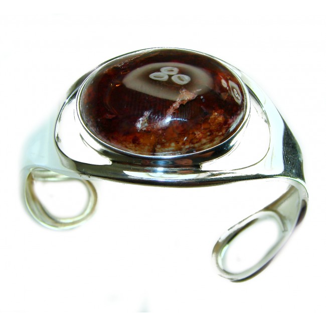 Sahara dunes 47.4 carat Mexican Opal handmade .925 Sterling Silver Bracelet / Cuff - Close-up of Sahara Dunes 47.4 ct Mexican Opal in handmade .925 silver bracelet.