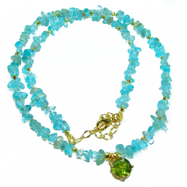 Ocean Breeze authentic Aquamarine Peridot 14k Gold over .925 Sterling Silver handcrafted necklace - photo 3