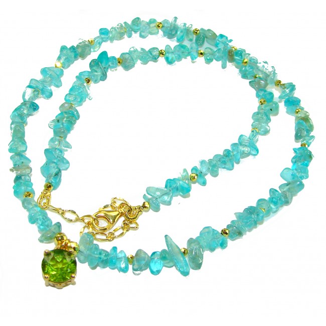 Ocean Breeze authentic Aquamarine Peridot 14k Gold over .925 Sterling Silver handcrafted necklace - photo 2
