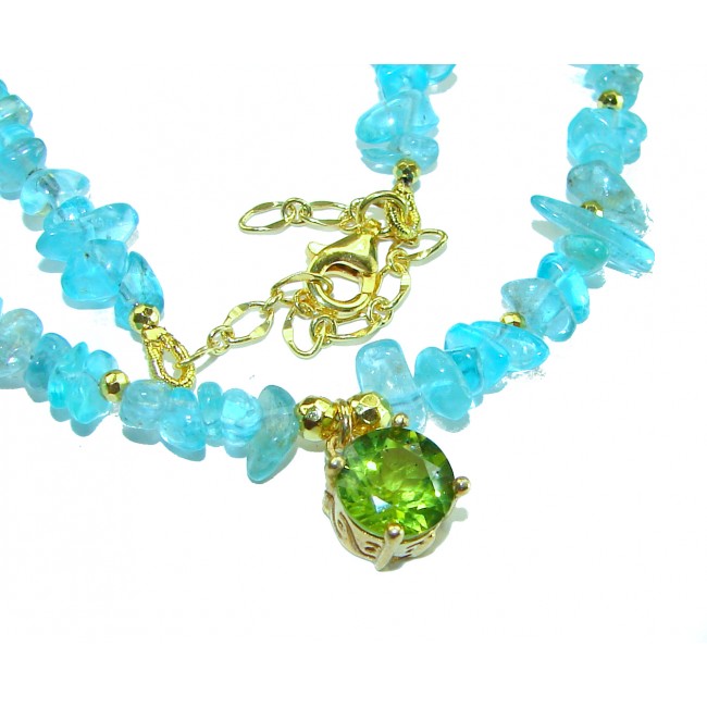 Ocean Breeze authentic Aquamarine Peridot 14k Gold over .925 Sterling Silver handcrafted necklace - photo 1