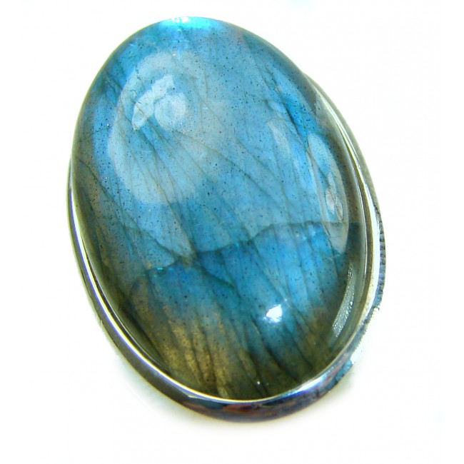 Shimmering Natural Labradorite .925 Sterling Silver handcrafted Large ring size 7 adjustable