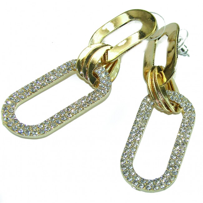 Authentic fancy White Topaz 10K Gold over .925 Sterling Silver handcrafted earrings - photo 3