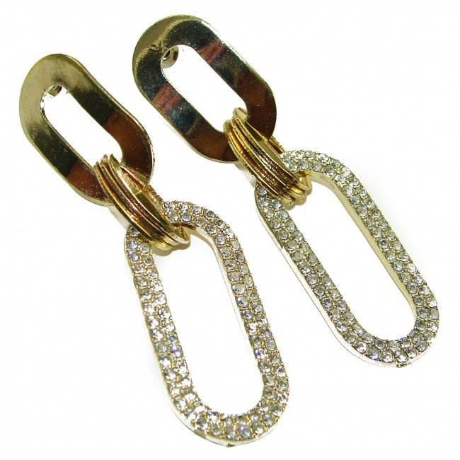 Authentic fancy White Topaz 10K Gold over .925 Sterling Silver handcrafted earrings - photo 2