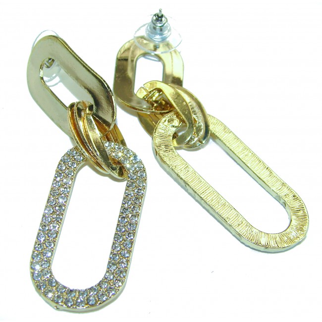 Authentic fancy White Topaz 10K Gold over .925 Sterling Silver handcrafted earrings - photo 1