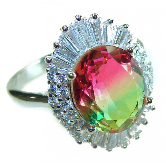 Magnificent 11.2 carat oval cut Pink Tourmaline .925 Silver handcrafted Cocktail Ring s. 8 1/4