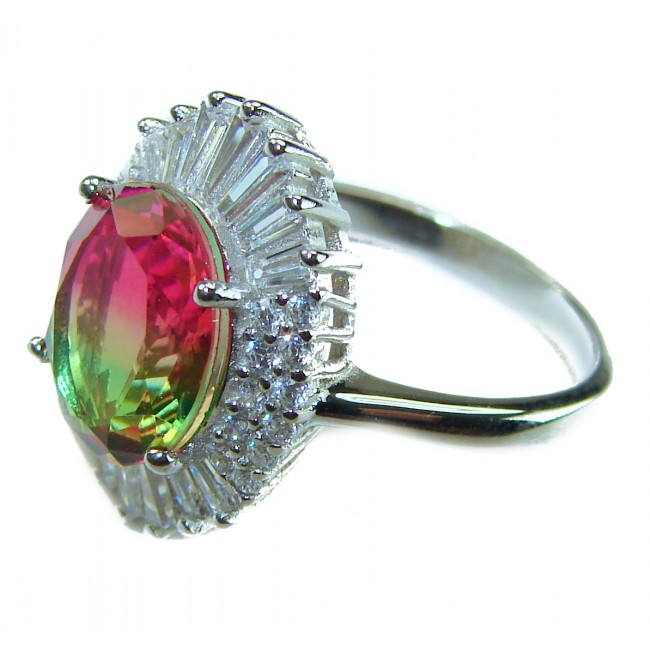 Magnificent 11.2 carat oval cut Pink Tourmaline .925 Silver handcrafted Cocktail Ring s. 8 1/4
