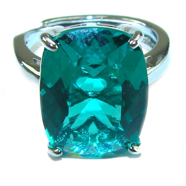 Stunning 11.9 carat authentic Aquamarine .925 Sterling Silver Handcrafted Ring size 6 3/4
