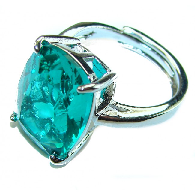 Stunning 11.9 carat authentic Aquamarine .925 Sterling Silver Handcrafted Ring size 6 3/4