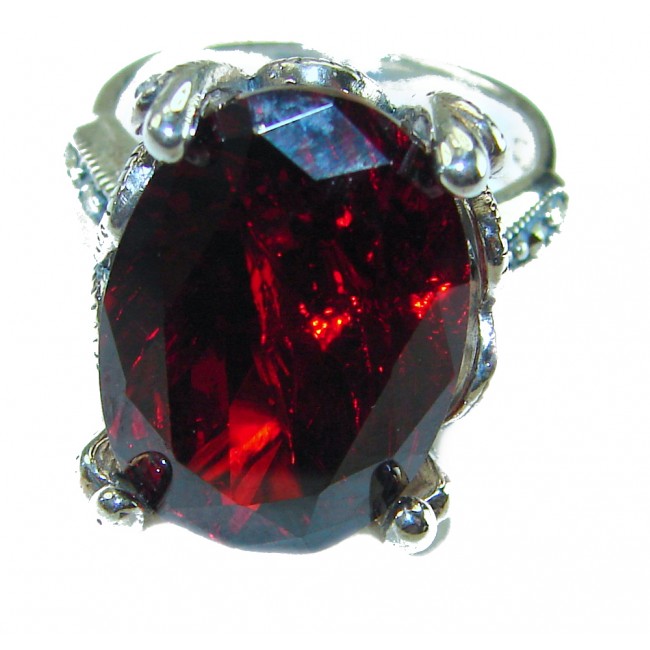 Bella Rosa Genuine 14.5 CARAT Ruby .925 Sterling Silver Large Statement Ring size 7