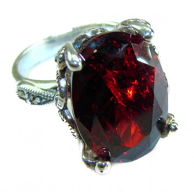 Bella Rosa Genuine 14.5 CARAT Ruby .925 Sterling Silver Large Statement Ring size 7