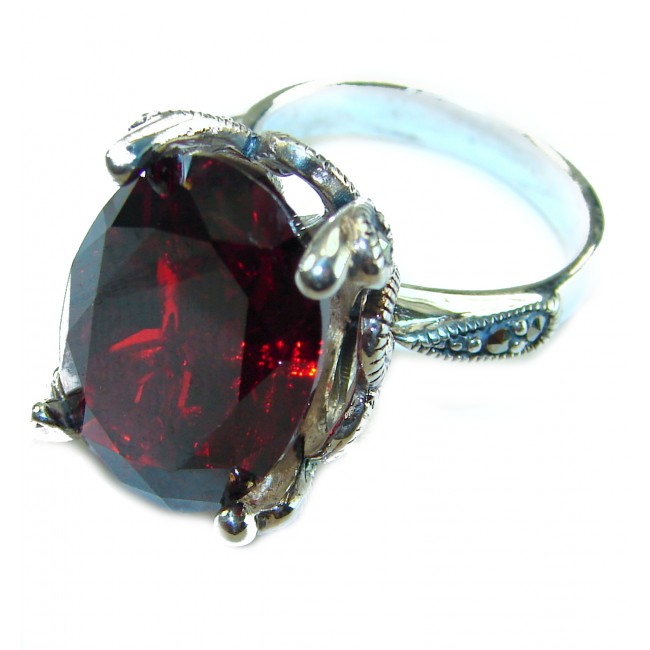 Bella Rosa Genuine 14.5 CARAT Ruby .925 Sterling Silver Large Statement Ring size 7