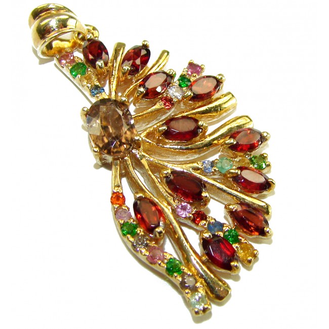 Smoky Topaz 8.5 carat Brazilian Smoky Topaz 18K Gold over .925 Sterling Silver handmade Pendant - photo 3