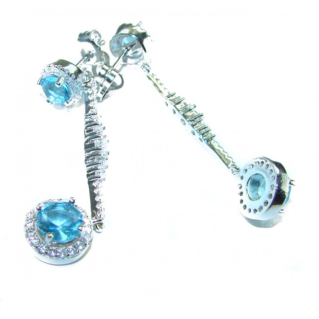 Eau Pure 4.5 carat Swiss Blue Topaz .925 Sterling Silver Handcrafted Earrings - photo 1