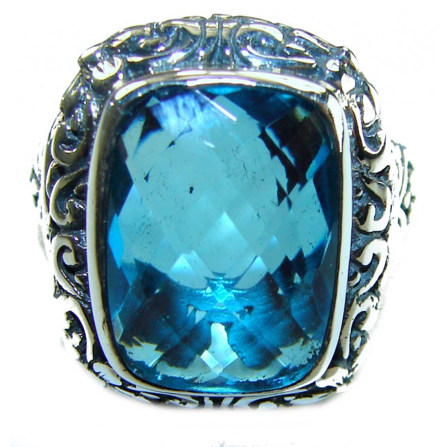 Blue Dreamer 25.5 carat London Blue Topaz .925 Sterling Silver Perfectly handcrafted Ring s. 7 1/2 - photo 2