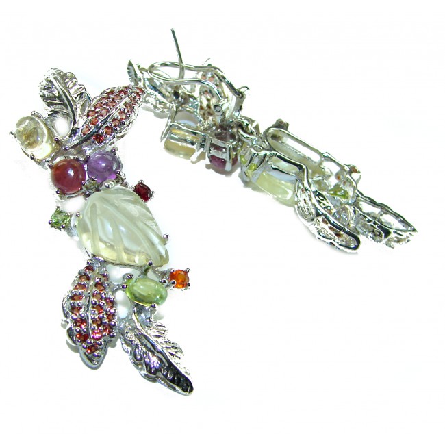 Eden - Luxurious Style Natural carved Citrine 18K Gold over .925 Sterling Silver handmade earrings