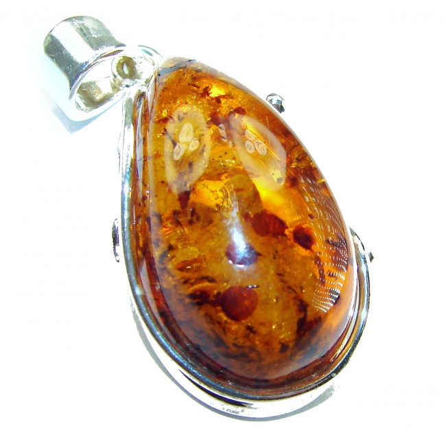 Prehistoric Authentic Buttescotch Baltic Amber .925 Sterling Silver beautifully handcrafted Pendant