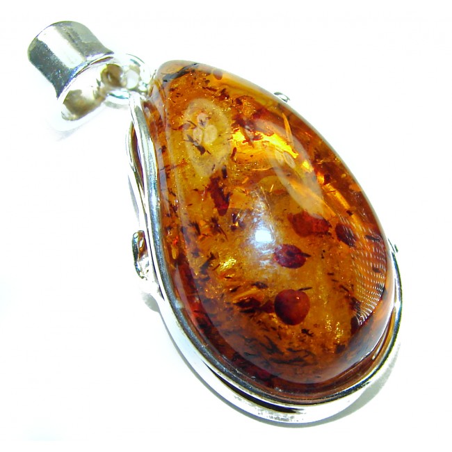 Prehistoric Authentic Buttescotch Baltic Amber .925 Sterling Silver beautifully handcrafted Pendant