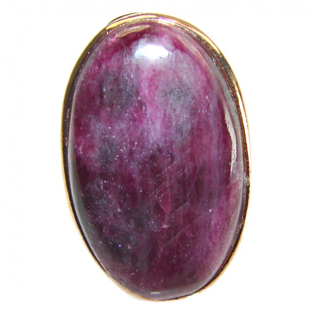 Authentic Ruby in Zoisite 18k Rose Gold over .925 Sterling Silver handmade Cocktail Ring s. 8 adjustable - Ruby in Zoisite ring close-up in 18k Rose Gold and .925 Sterling Silver