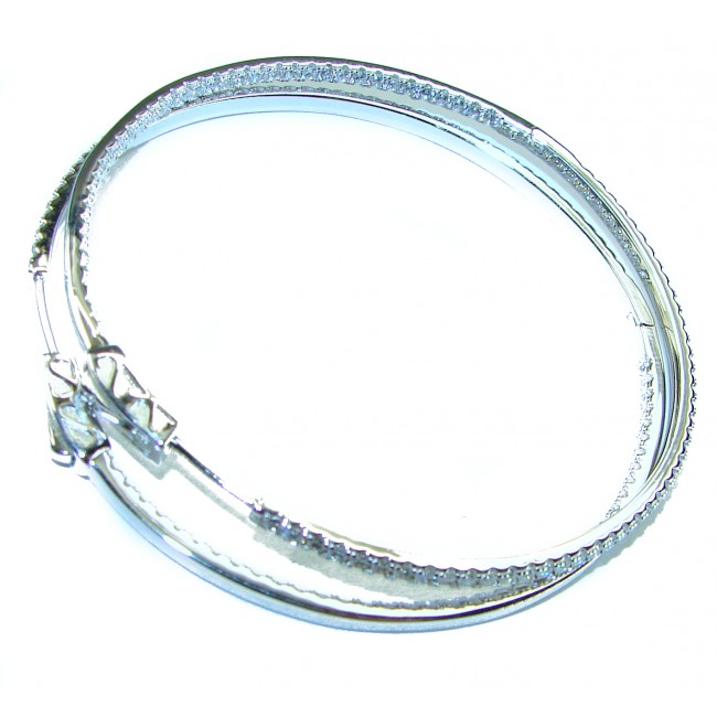 INSIDE - OUT Huge 2 inches long White Sapphire .925 Sterling Silver handmade Hoop Earrings