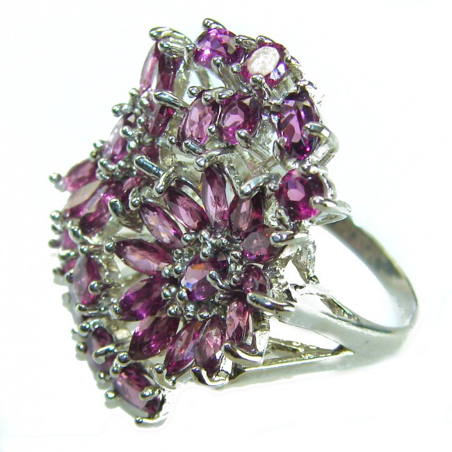 Rose Garden 10.5 carat .925 Sterling Silver handcrafted ring; s. 9